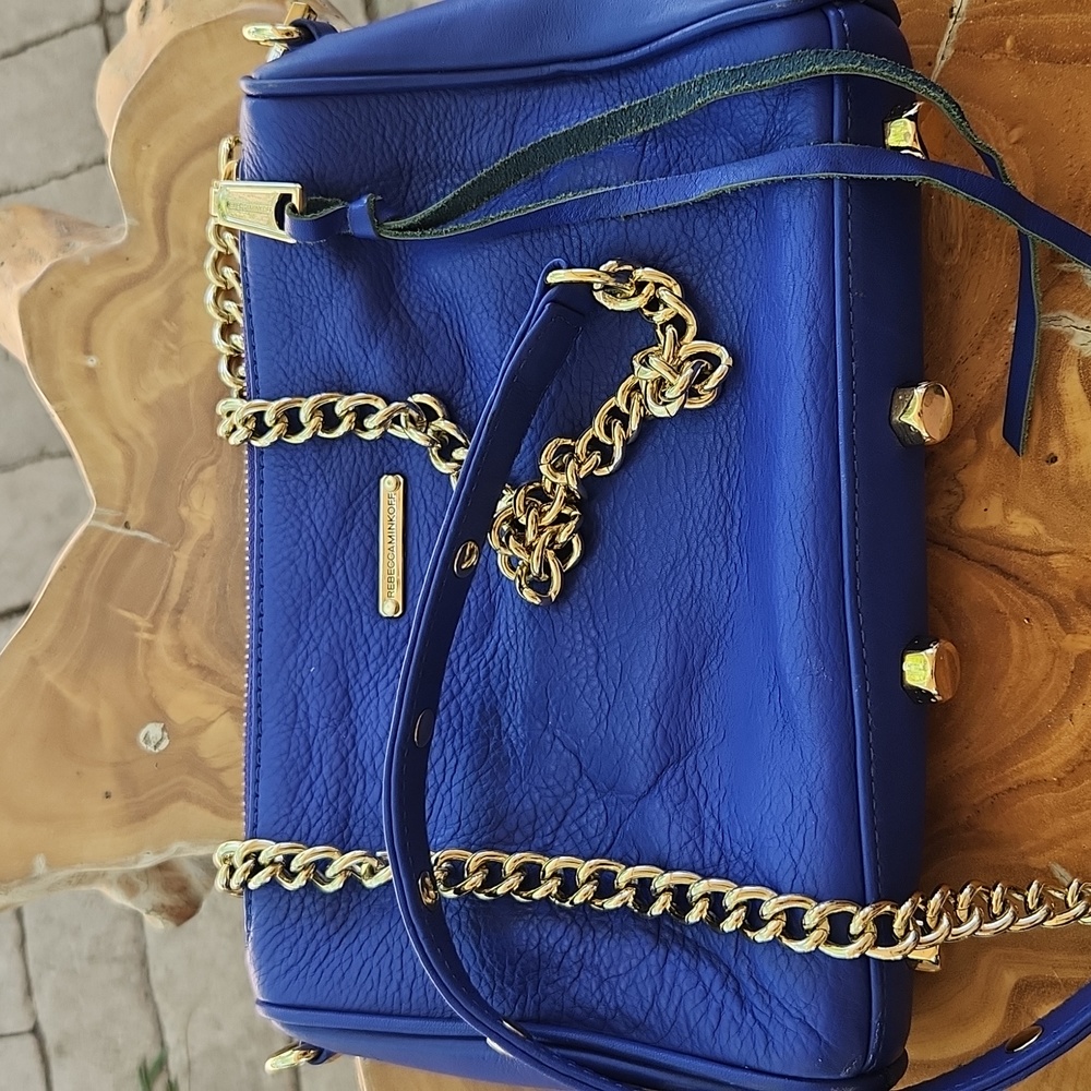 Rebecca Minkoff Blue Zipper Chain link crossbody bag